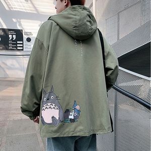 Damjackor Harajuku Studio Ghibli Cargo Jacka Japansk Anime Totoro Casual Oversize Huvtröjor Herr Dam Par Trench Kawaii Windbreaker 221115