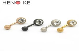 Crystal Clear Gem Belly Bar Frosted Navel Rings Button Banana Curred Fashion Body Body Jewelry Titanium Slate Gold Rose8351780