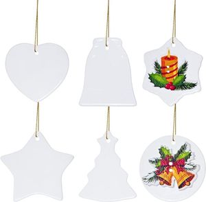 Weihnachten Spielzeug Sublimation 3 Zoll Keramik Runde Anhänger Weihnachtsbaum Ornamente Urlaub Dekor mit Seil Blank DIY für Wärme Presse Druck 1115