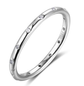 Hochwertiges Engagement Hochzeit CZ Band Ring 100 Real Pure 925 Sterling Silber f￼r Frauen Geschenk1436876