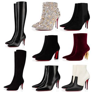 Pompes ￠ bout pointu sexy bottes de femme Luxury Chaussures ext￩rieures Red Bottom Lipstick High Heels New Season Style Booty For Women Delate