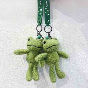 Keychains 2021 New Ugly Smiley Face Frog Plush Doll Keychain Personalized Pendant Cute Green Frogs Animal Keyring Bag Ornaments Wholesale T220909