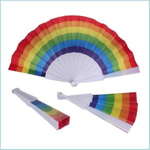 Party Favor Rainbow Fans Party Favor Folding Colorf Hand H￥ller Fan Summer Accessory for Decoration Drop Delivery Home Garden Festive DHTYC