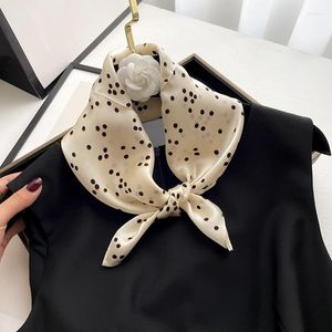 Scarves 2022 Wavelet Dots Striped Mulberry Silk Scarf Small Square For Women Thin Korean Version Decorative Suit Neck