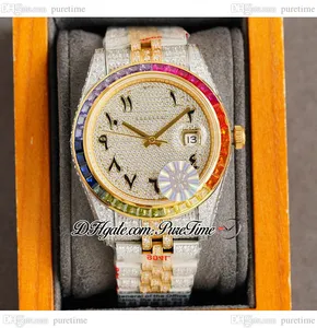 RF 41MM 126334 ETA A2824 Automatyczna męska zegarek Rainbow Bezel Dwacie Yg Paved Diamond Chile