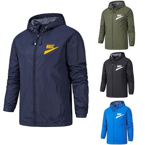 Giacche da uomo Autunno Cerniera antivento e impermeabile Tinta unita Marca Casual Sport all'aria aperta Con cappuccio Nuovo abbigliamento maschile firmato