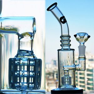 9.8inchs Heady Glass Dab Rigs Hookahs Shisha Tjock Glass Water Bongs R￶kning Pipe Recycler Bong med 14mm sk￥l