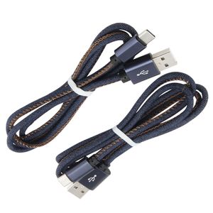USB Type C Data Cable 1M Denim Micro Usb Fast Charging Cables for Huawei Xiaomi Redmi Note 8 Mobile Phone Charge Cord