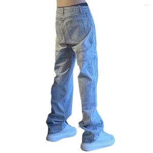 Männer Jeans Männer Brief Stickerei Lose Breite Bein Gerade Streetwear Hip Hop Einfarbig Baggy Denim Hosen Für Reisen