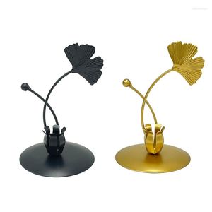 Kerzenhalter Schmiedeeisen Ginkgo Blatthalter Metall Candlestick Ornament Kunsthandwerk für Hochzeit Esstisch Romantische Abendessen Großhandel Großhandel