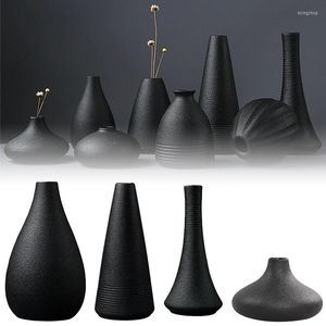 Vasen Schwarze Keramik Kleine Vase Home Dekoration Handwerk Desktop Ornament Einfachheit Pflanzer Blumentopf für Wohnzimmer Garten Dekor