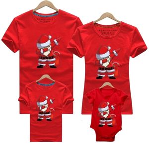 Family Matching Outfits Christmas Clothes Mother Daughter Short sleeve Tshirts Elf Santa Claus Reindeer Elk Print Tees Red Pajamas Top 221115