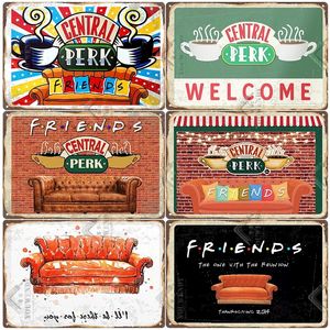 Central Perk Friends Coffee Vintage Tin Sign Metal Sign Decorative Plaque Retro Plate Cafe Kitchen Living Room Bar Decoration 20cmx30cm Woo