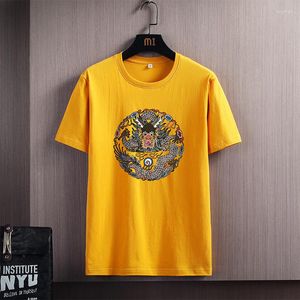 Męskie koszule Summer Summer Short Sleeve O Neck Casual Fashion Tee Streetwear Odzież Mężczyźni Made in China Graphic Print Lion Dance