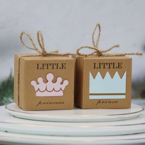 Presentförpackning 50st Box Kraft Paper Candy Dragee Wedding Favors Baby Shower Decoration Boy Girl Kön Reveal Birthday Party Supplies 221108