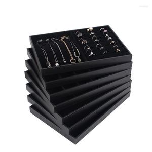 Jewelry Pouches Mordoa PU Frame Edage And Wrapped Velvet Tray Rings Box Earrings Case Necklaces Storage Pendats Holder Bracelets Stand