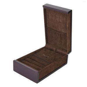 Jewelry Pouches Double Layer Wood Storage Box For Women Men Soft Lining Organizer Rings Earrings Necklace Jewellery Gift
