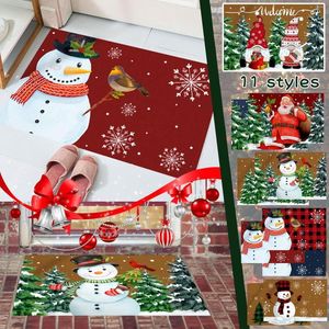 Mattor Juldörmat Non-Slip Snowman Printed Bath Mat Sand Borttagning Golvmatta för korridoren Badrum Kök Fot Pad Heminredning