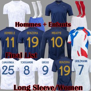 BENZEMA 2022 Soccer Jerseys French MBAPPE GRIEZMANN VARANE Football Shirt PAVARD Kids Kit socks GIROUD maillot de foot CAMAVINGA fran ces hommes enfants 45796