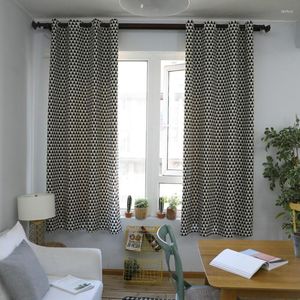 Curtain 140x215cm Window Cotton Linen Bay Cover Balckout Semi-shading Triangle Printed Simple Modern Home Decoration