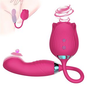 Rose Toy Vibrator for Women 3 in 1 Tongue Licking Clitoris Vibrators G-Spot Stimulator for Couples Pleasure USB Rechargeable Massager Adult Sex Toys Games