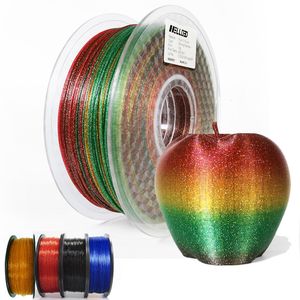 Yazıcı şeritleri 3D filament pla 1 75mm ışıltılı parlayan gökkuşağı yüceltme baskı malzemesi ışıltı siyah mor mavi altın turuncu 221114