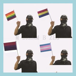 Banner Flags 21X14Cm Rainbow Flags Small Hand Held Flag Mini Gay Pride Waving Handhold Drop Delivery Home Garden Festive Party Suppli Dhjch