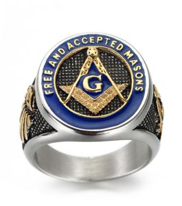3pcs Fashion Mason Master Masonic Band Ring Men039s L Sedoling de acero inoxidable y luna Star Gold Silver Jewelry Regals3829657