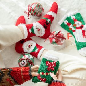 Design socks color contrast Christmas winter warm coral velvet soft waxy