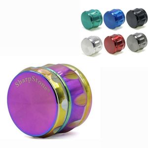 Commercio all'ingrosso colorato Big 63mm 4 strati Icublue Diamond SharpStone smerigliatrice per erbe Travel Metal Rainbow smerigliatrici per tabacco da fumo per erba secca