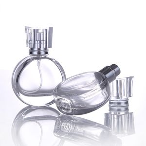 透明なガラススプレーボトル25ml補充香水アトマイザーポータブルシルバーキャップ