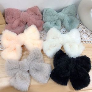 Mollette con fiocco grande in peluche per donne ragazze fermagli per capelli carini morbide forcine in pelliccia sintetica Rabblt copricapo accessori per capelli per feste di moda