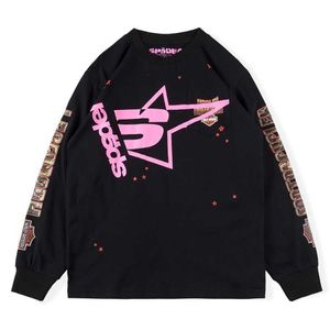 Designer Fashion Kanyes Hoodie Trendy Young Thug Sp5der 555555 Pink Star Print Langarm-T-Shirts für Paare