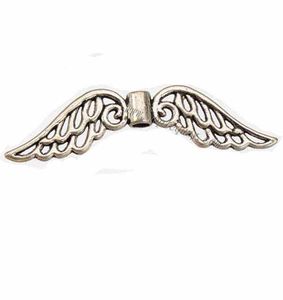 Sieraden Bevindingen Angel Wings grote kralen Spacers Legering Kettingen Crafts Geschenken maken DIY Vintage Silver Flat Hollow Metal 53x11mm 4420974
