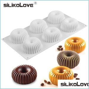 Bakformar Silikolove 6 Cavity Spiral Chiffon Mousse Mold Sile för DIY Baking Desserts Mod 220601 Drop Delivery Home Garden Kitch DH0KA