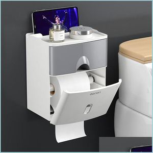 Tissue Boxes Napkins Mtifunction Toilet Paper Holder Waterproof Tissue Storage Box Creative Wall Mount Bathroom Product Accessorie Dhdkr