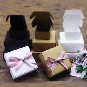 Confezione regalo 10 pz / lotto Vintage Kraft Paper Box Cartone Sapone fatto a mano Bianco Craft Black Packaging Jewelry 221108