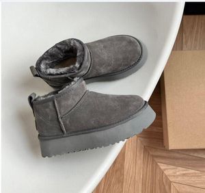 Boots Ultra Mini Boot Designer Platform Snow Boots Australia Fur Fur أحذية دافئة حقيقية من الجلد الكستناء في الكاحل الرقيق للنساء