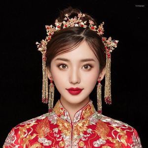 Cabelo de cabelos, estilo de casamento chinês Coroa Tiara Diadema Diadema Pinos de fiagem de noiva vintage Coroas de pente de hanfu acessórios hanfu