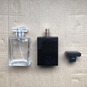 Garrane de pulveriza￧￣o de perfume preto transparente 100 ml de deslocamento de vidro de cont￪iner de vidro de vidro de deslocamento de vidro