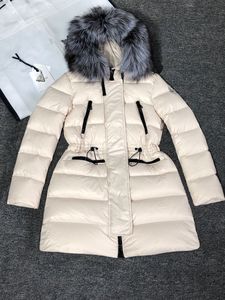 Jaquetas de inverno da Mulher Casaco de pato branco Down Woman Woman Long Puffer Coat Gross Warm Women Wolf Wolf Sur Collar Casacs Capuzes Capacadas impermeáveis ​​Qing