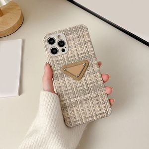 Handyhüllen für iPhone Luxus-Designer 14 Pro Max 12 13 XsMax Xr 7 8 Plus Fashion Woven Pattern Triangle Phones Cases q3