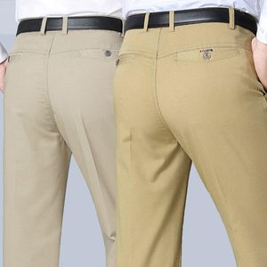 Pantaloni da uomo Estate Sottile Cotone da uomo Autunno Pantaloni spessi Marchio di moda Cargo Smart Casual Solid Khaki Grey Suit Pant YYQWSJ