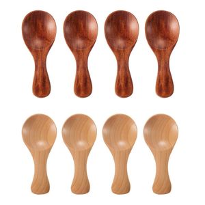 Mini cucchiaio da tè in legno Cucchiai da cucina piccoli per spezie Cucchiaio da condimento per zucchero tè Cucchiaio da caffè Manico corto Gadget per la casa