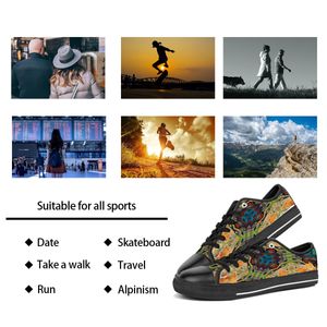 GAI Men Shoes Custom Sneakers Hand Paint Canvas Women Fashions Black Green Low Cut Breathable Walking Jogging Trainers