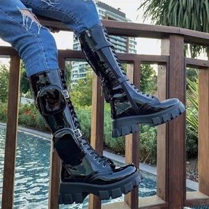 Boots Large Size 43 Motorcycle Boots Women's INS High Tube Over The Knee Long Wallet Rider Boots Platform Combat Botas 221114