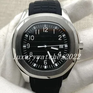 ZR Factory Herrenuhr, 40 mm, schwarzes Zifferblatt, Skelett-Kautschukarmband, transparente Rückseite, automatisches Uhrwerk, mechanisch, 5167A-001, Saphirglas-Armbanduhr, super Qualität