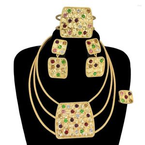 Collier Boucles d oreilles Set Colorful Luxury Italien Designer Brésilien Gold Bracelet Rague de Noël Cadeaux de Noël FHK13881
