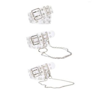 B￤lten kvinnor bred transparent dubbel grommet b￤lte mens ton￥ringar vintage midjeparty kl￤nning midjeband