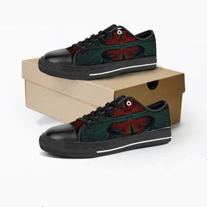 Gai gai sapatos masculinos tênis personalizados pintura à mão lona moda feminina preto verde baixo respirável andando jogging formadores